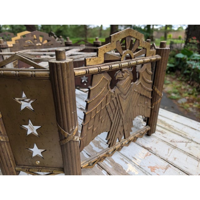 Antique American Art Deco Architectural Bronze Eagle Chandeliers - a Pair For Sale - Image 18 of 18