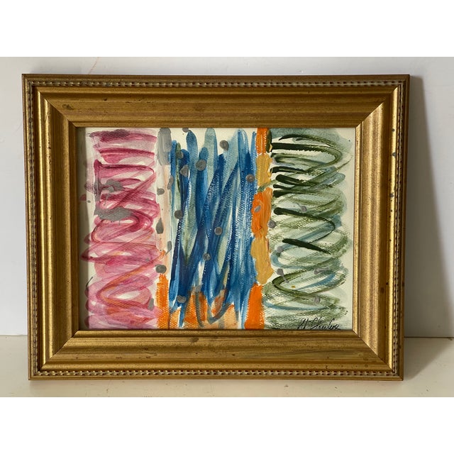 Abstract Mini Mixed Media Painting Signed For Sale - Image 4 of 7