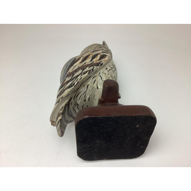 Wood Mid 20th Century Amazing Hand Carved Hand Painted Folk Art Owl Sculpture For Sale - Image 7 of 7