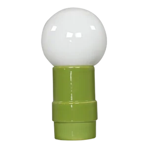 1970’s MCM Globe Table Lamp by Lawrence Peabody Many Moods Collection for Sears & Roebuck Green Ceramic & White Glass