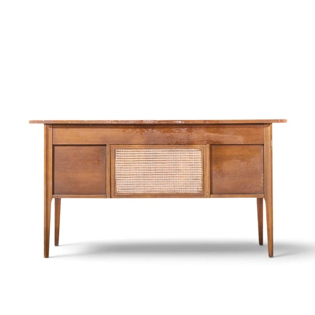 Broyhill Brasilia Mid Century Walnut and Brass Desk For Sale - Image 9 of 11
