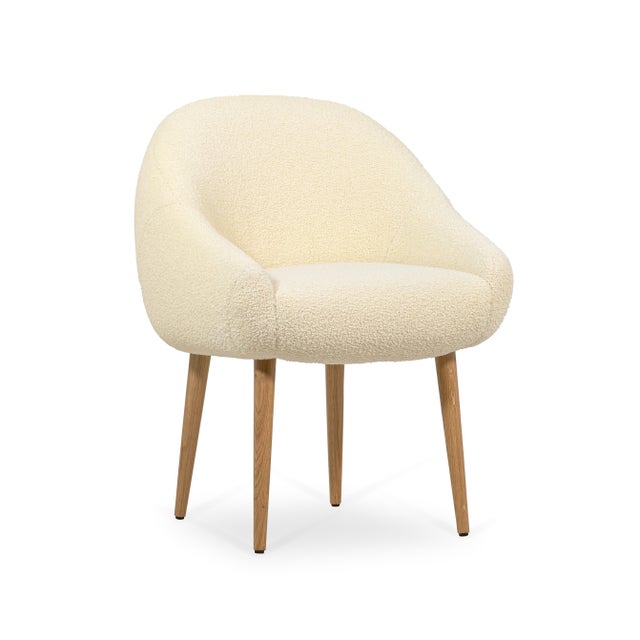 Niemeyer Dining Chair in Oak and White Bouclé from Insidherland For Sale - Image 6 of 6