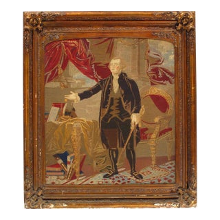 19th Century Large Berlin Wool Work Picture of George Washington For Sale