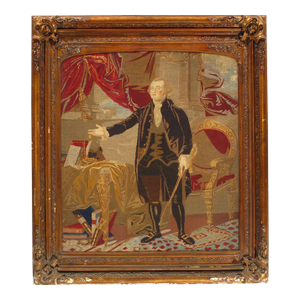 19th Century Large Berlin Wool Work Picture of George Washington