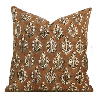 Handblock Printed Floral Designer Cushion Cover 20x20 - Neelgagan For Sale