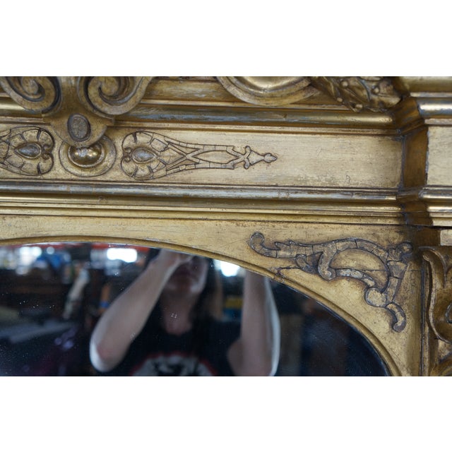 Monumental Antique Renaissance Revival Neo-Grec Giltwood Carved Pier Mirror 88" For Sale - Image 13 of 18