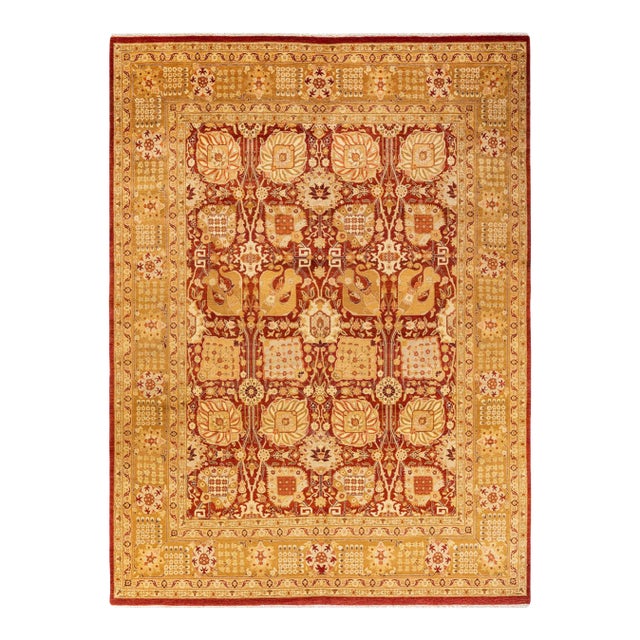 Eclectic, One-of-a-Kind Hand-Knotted Area Rug - Orange, 8' 0" x 10' 9" For Sale