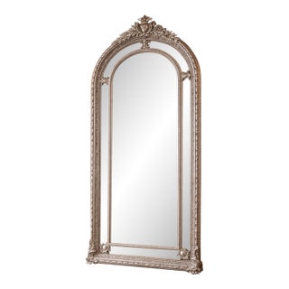 Late 20c French Artisan Louis XVI Silver Beech Floor Mirror-1 Pc For Sale
