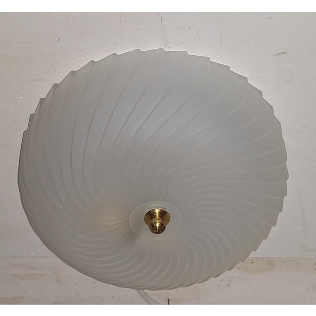 Vintage Ceiling Lamp with Frosted, Segmented Glass Shade on a Brass Mount, 1990s For Sale - Image 4 of 7