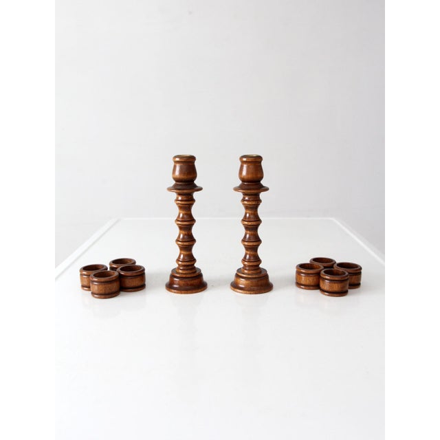 Vintage Modular Wood Candlestick Holders Pair For Sale - Image 13 of 18