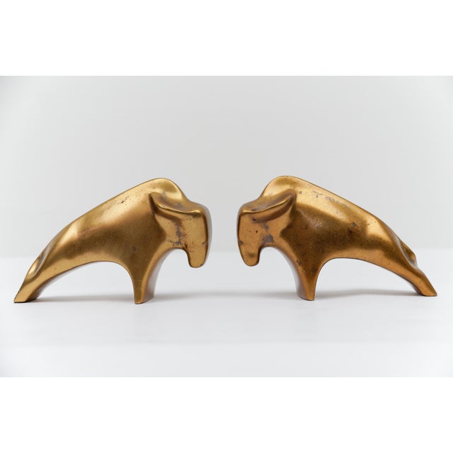 Mid-Century Modern Brass Bull Bookends, 1960s, Set of 2 For Sale - Image 14 of 14