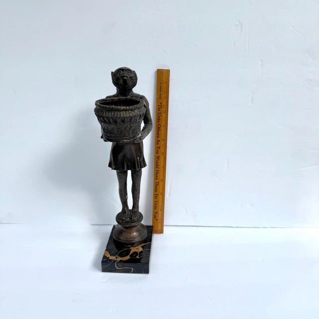 Antique Bronze Monkey With Basket For Sale - Image 9 of 10
