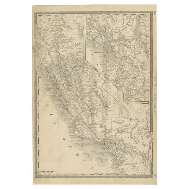 California Map of The Golden States Railroads and Cities and Counties, 1888 For Sale - Image 10 of 10