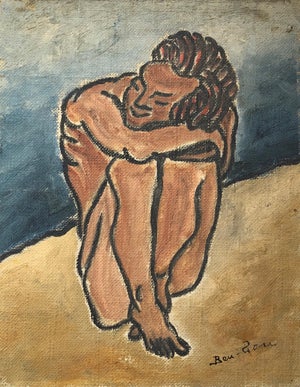 Ben-Zion Weinman, American Modernist Oil Painting Nude Male on Beach WPA Artist Group of 10