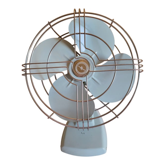 Baby Blue Vintage Electric Oscillating Fan For Sale