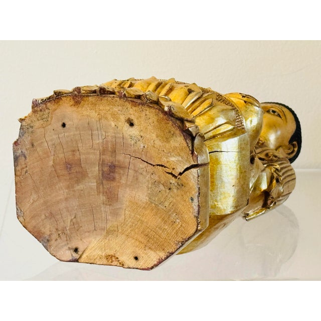 Late 19th Century Qing Dynasty Gilt Wood Carved Buddha For Sale - Image 12 of 12