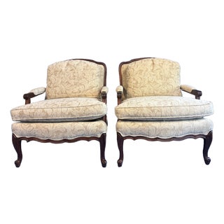 Pair of Vintage Sam Moore (Hf Furniture) French Louis XV Style Bergère Chairs For Sale