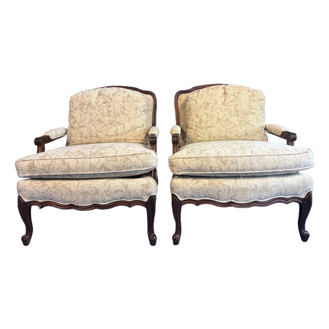 Pair of Vintage Sam Moore (Hf Furniture) French Louis XV Style Bergère Chairs For Sale