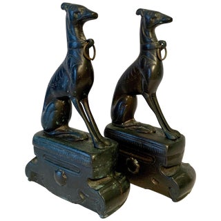 Pair of Bronze Doberman Pincher Dog Bookends For Sale