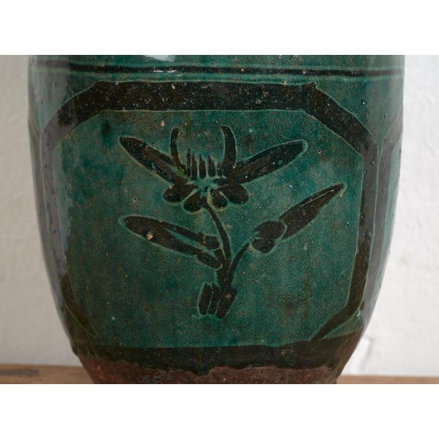 Antique Green Ceramic Vase For Sale - Image 4 of 8
