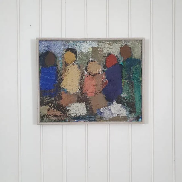 1960s Mid-Century Swedish Abstract Figurative Oil Painting "Gruppen" by Gösta Falck For Sale - Image 18 of 18