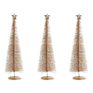 Treasure Mountain 20" Gold Christmas Trees, Set of 3 For Sale