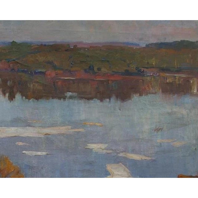 Realism Antique Impressionism Oil Painting: Autumn Rural Ukrainian Art, 1970 80-100 For Sale - Image 3 of 6