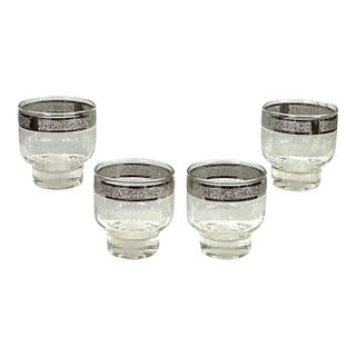 McM-Starlyte-(S7t5)-Silver Banded,footed,– Cocktail/Liquor Glasses – Set of Four For Sale