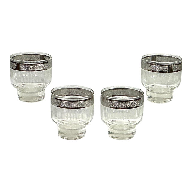 McM-Starlyte-(S7t5)-Silver Banded,footed,– Cocktail/Liquor Glasses – Set of Four For Sale