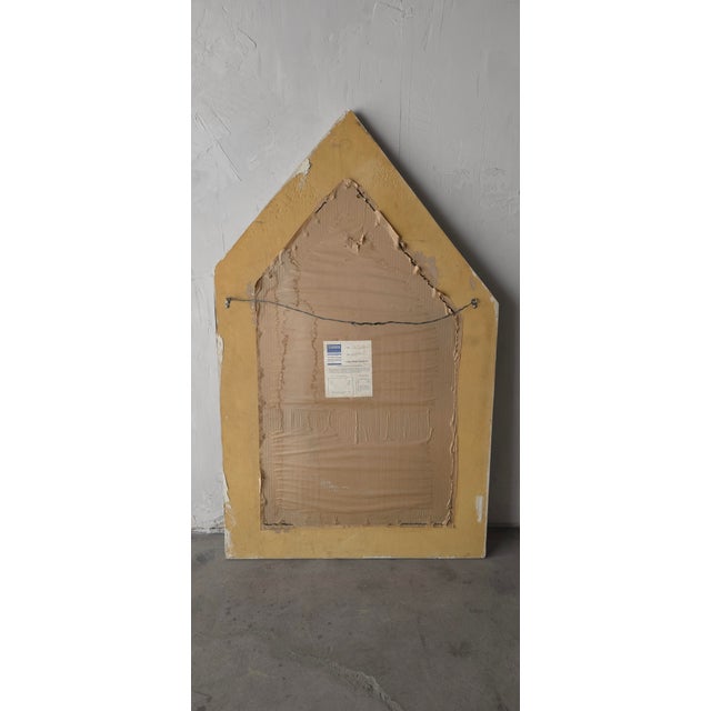 1980s Vintage Minimalist Asymmetrical Cast Plaster Wall Mirror For Sale - Image 5 of 6