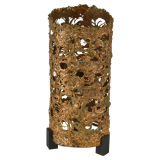 Relief Copper Table Lamp by Aimo Tukiainen Finland, 1970s For Sale