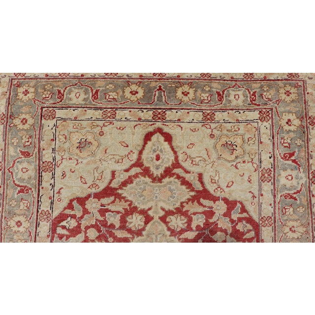 Traditional Fine Turkish Oushak Rug With Centre Medallion in Light Red and Ivory For Sale - Image 3 of 12