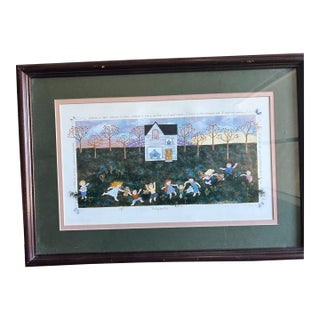 1990s Folk-Art Style Print Titled "Philippians 4:8" by Debbie Kingston For Sale