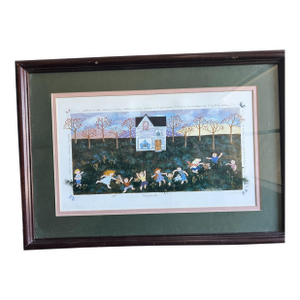 1990s Folk-Art Style Print Titled "Philippians 4:8" by Debbie Kingston