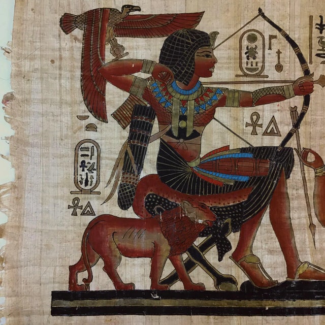 1950s Vintage Authentic Hand Painted Papyrus With Signature For Sale - Image 5 of 13