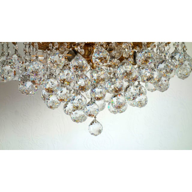 Vintage Brass and Lead Crystal Ball Chandelier from Schröder, 1970s For Sale - Image 6 of 15