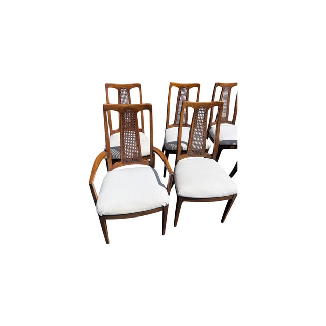 Mid 20th Century The Halle Bros Mid Century Modern Walnut Cane Back Dining Room Set 8 Chairs For Sale - Image 14 of 18