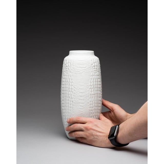 Op-Art Bisque Porcelain Vases with Crocodile Reptile Relief by Manfred Frey for AK Kaiser, 1960s, Set of 2 For Sale - Image 9 of 18