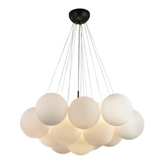 Frosted Globe Three Light Chandelier For Sale