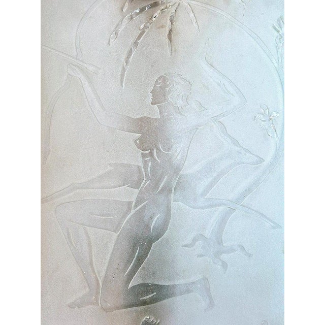 Wall Sconce in Etched Glass with Decor of Huntress Diana with Stag, 1930s For Sale - Image 4 of 10