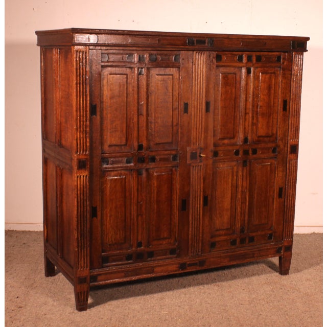 Antique Dutch Two-Door Oak and Ebony Buffet, 1600s For Sale - Image 13 of 13