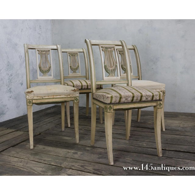 Neoclassical Set of Four French Neoclassical Style Painted Dining Chairs, Circa 1920 For Sale - Image 3 of 11