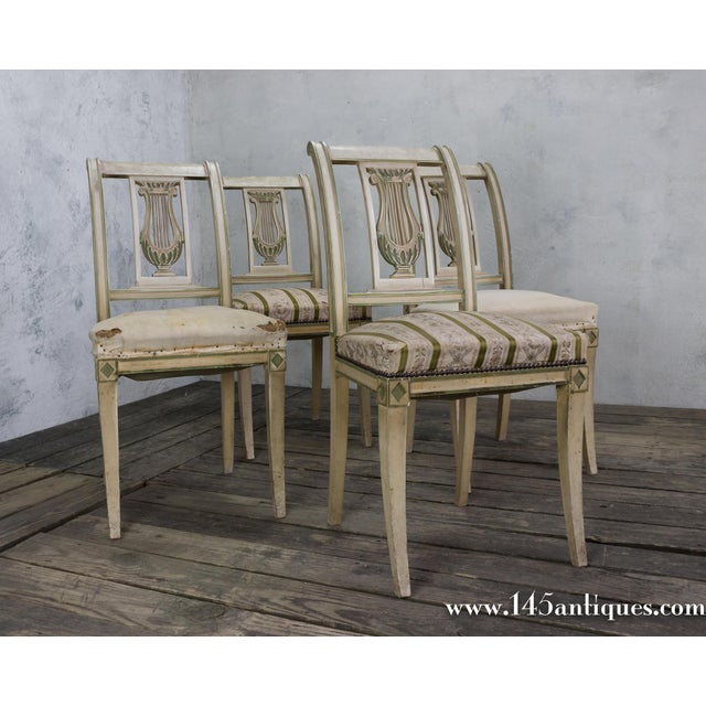 Neoclassical Set of Four French Neoclassical Style Painted Side Chairs For Sale - Image 3 of 11