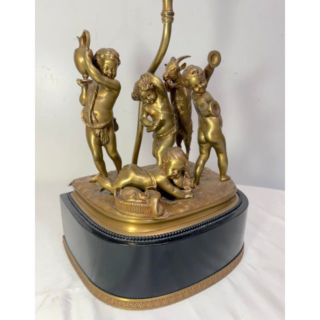 Metal Antique Claude Michel Clodion Sevres Gilt Bronze Cherub Group Statue Table Lamp For Sale - Image 7 of 18