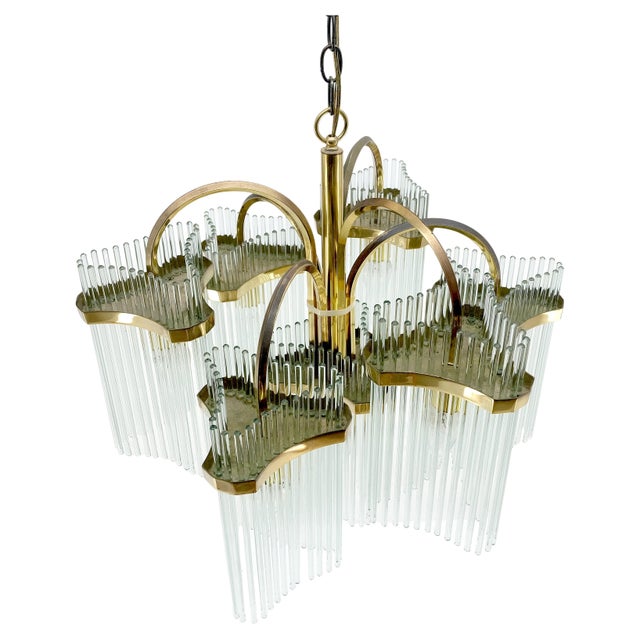 Glass Rod Prisms Gaetano Sciolari Chandelier Light Fixture Stunning.
