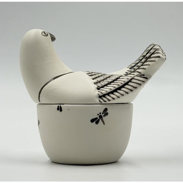 1980s Emilia Castillo Taxco Porcelain & Pure Silver Dove Jewelry Box, Mexican Modern For Sale - Image 5 of 18