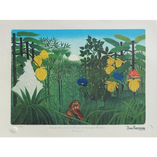 Le Douanier ROUSSEAU (Henri, dit) (after) The Lion's Meal Genuine original lithograph printed on stone Signed in the plate...