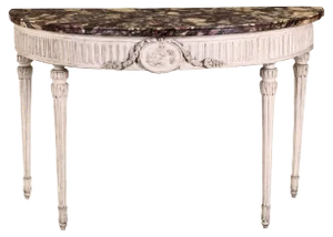 18th Century Italian Louis XVI Ivory-Painted Demilune Console Table