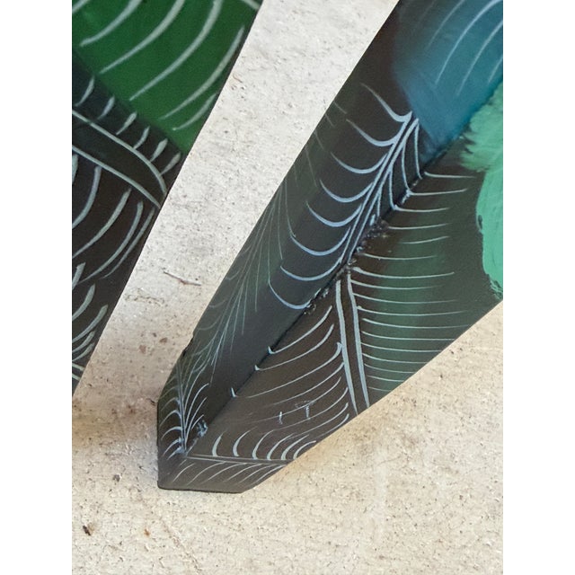 Pair of Hand-Painted Tropical Parrot and Jungle Nesting Tables For Sale - Image 9 of 12