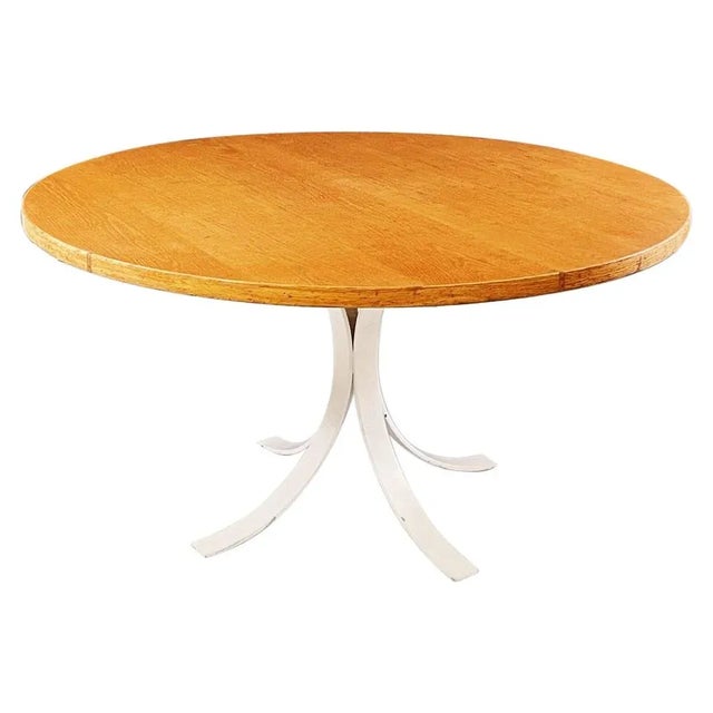Italian Modern Round Dining Table in White Metal and Wood, 1970s For Sale - Image 13 of 13